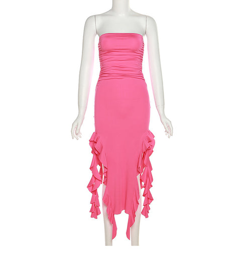 Ruffle Split Party Dress